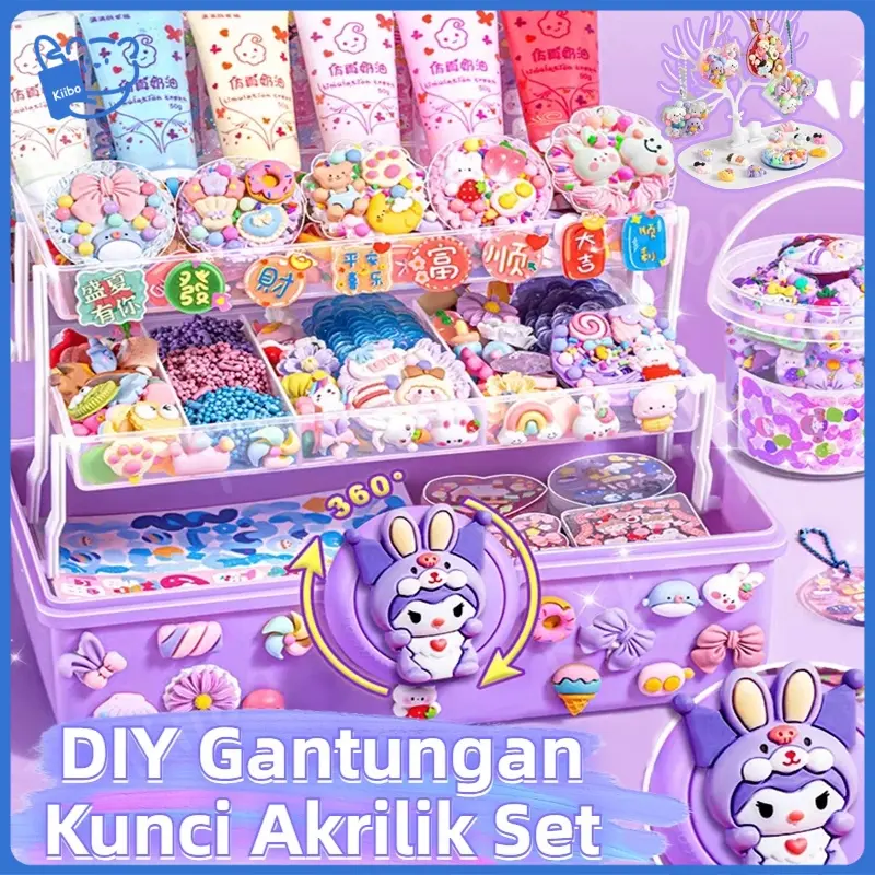【Ready Stock】825PCS Diy Deco Cream Set/ Guka Set Diy Gantungan Kunci /Stiker Kartu Kotak Cream Gum Guka Kartun Mainan Anak Perempuan Hadiah Ulang Tahun