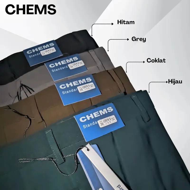 CHEMS STANDARD ORIGINAL - HIJAU - CELANA BAHAN FORMAL - CELANA KANTOR FORMAL 2