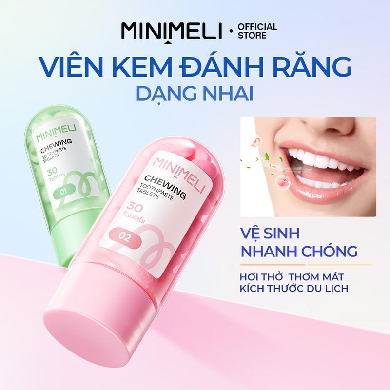 MINIMELI Nhai Kem Đánh Răng Viên - Trang Phục Du Lịch Di Động Cho Hơi Thở Nhanh