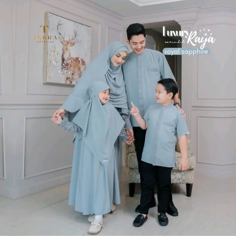 Luxury Raya  Sarimbit Muslim Gamis Lebaran Setelan Wanita Pasangan 2