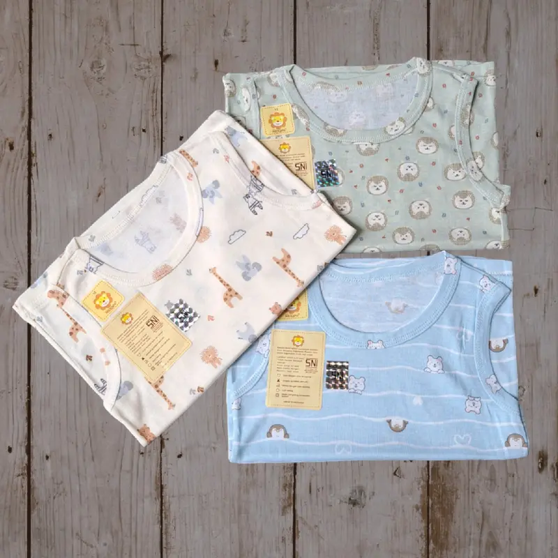 RIDGES !! (( 3pcs )) singlet bayi ridges kutung motif full print warna s m L xl xxl 0-48 bulan singlet bayi lucu murah kutung 4