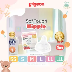 Pigeon SofTouch Plus Nipple Wide Neck 1 Pcs Box Dot Bayi Anti Kolik BPA Free