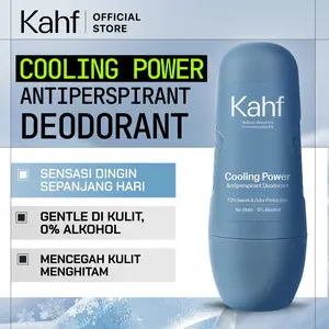Kahf Cooling Power Antiperspirant Deodorant Roll On 45 ml - Freshness All Day, 0% Alcohol, Easy Application - Deodoran Pria Memberikan Sensasi Dingin Instan, Kering Sepanjang Hari - Deo Daily Use Anti Iritasi, Bebas Bau, Tahan Keringat, Wangi