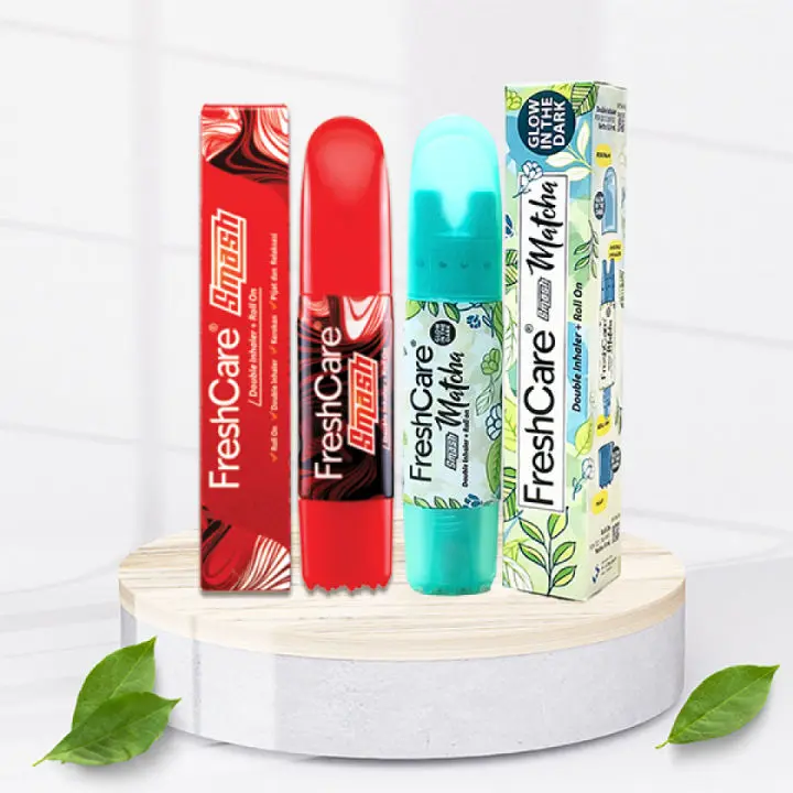PAKET 3 PCS FreshCare Smash Matcha - Double Inhaler + Kerokan + Roll On + Pijat dan Relaksasi Tubuh 4