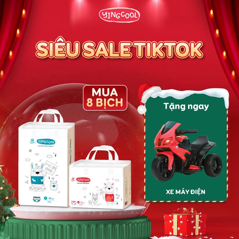    Tặng Xe Máy Điện Cao Cấp - Combo 8b  Bỉm YINGCOOL Size NB64 SD60 MD56 MQ50 L48 XL44 XXL42 XXXL40 