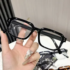 Kacamata Kuku Beras Unisex Retro Kacamata Anti Cahaya Biru Kacamata Bingkai Persegi Kelas Atas