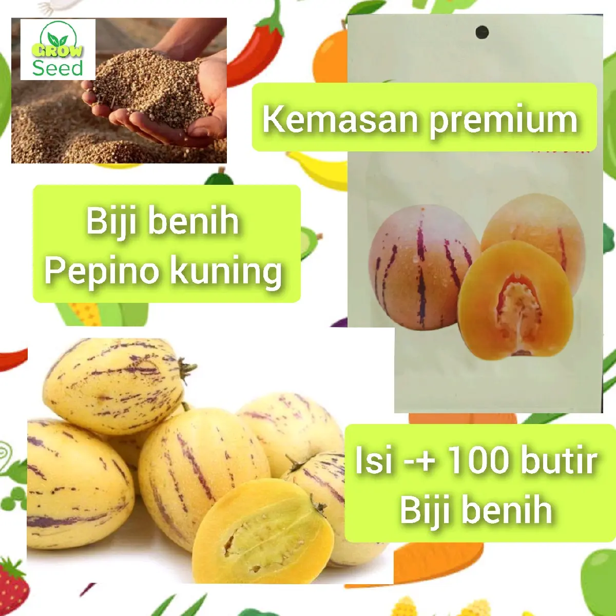 kemasan premium biji benih tanaman buah pepino kuning impor f1 ( isi -+ 100 butir biji benih)
