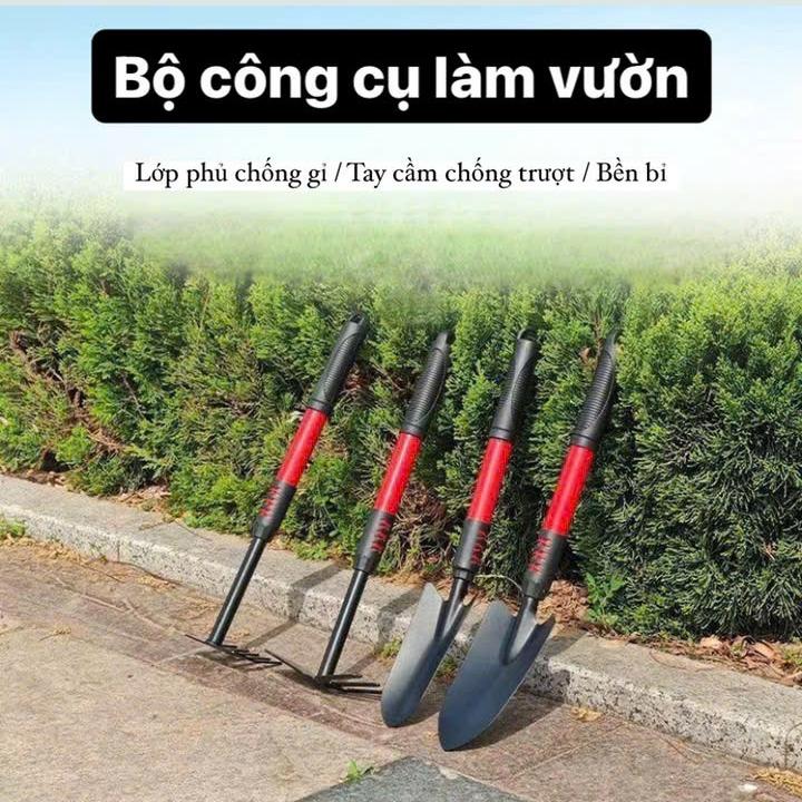 Bộ 4 Món Dụng Cụ Làm Vườn Tay Cầm Bọc Cao Su Chắc Chắn, Siêu Tiện Dụng Gồm…