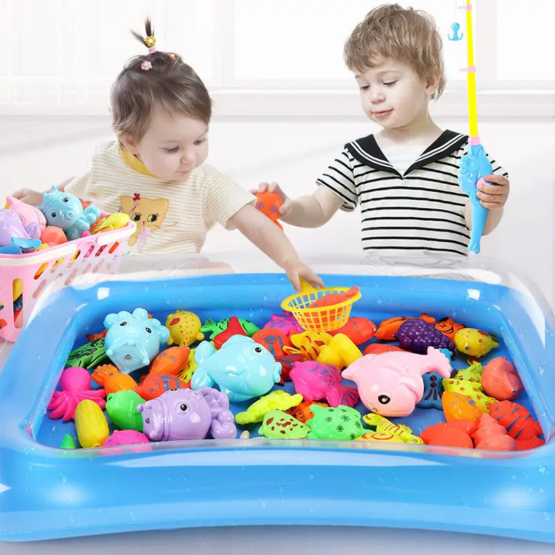 Mancing Ikan Mainan Pancingan Ikan Set Lengkap 16/32/40 PCS Dan Kolam Pancing Ikan Magnet Anak Plastik toys