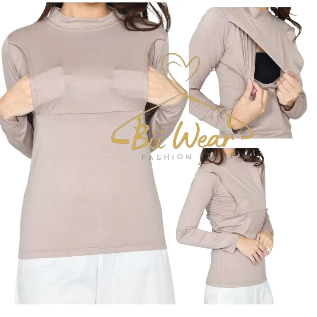 Manset Busui Menyusui Lengan Panjang Kaos Rayon Adem Wanita