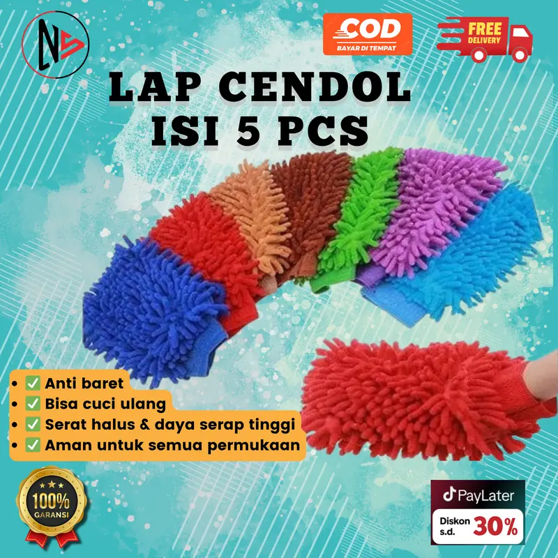 SARUNG TANGAN CENDOL MICROFIBER CENDOL Premium Isi 5 PCS Serbaguna Viral CUCI MOBIL MOTOR 0