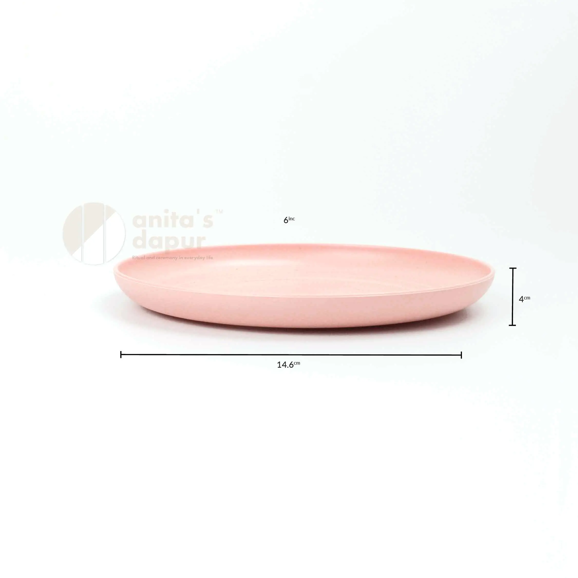 Wheatstraw Plate Pinggan wheatstraw (6inch) Pink/Beige x 4