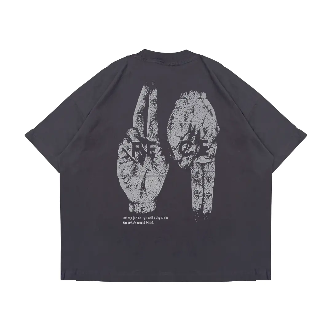 Oversize Boxy Tshirt Kaos Peace Grey LIBRE