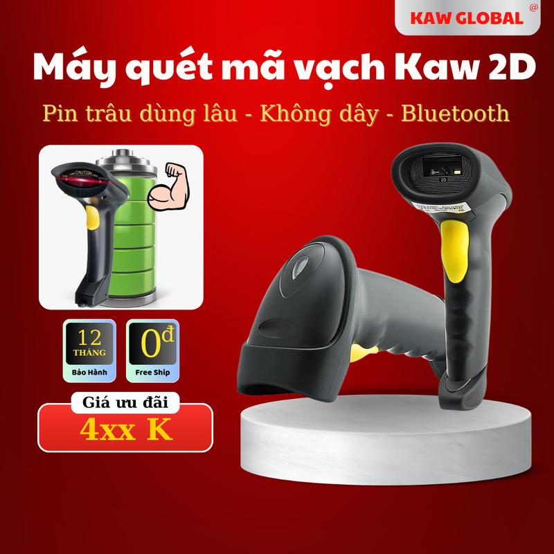 KAW Global Máy quét mã vạch Kaw 2D, Không Dây, Bluetooth 5.0, Quét Mã Vạch Đa Tia Mã 1D, Mã QR