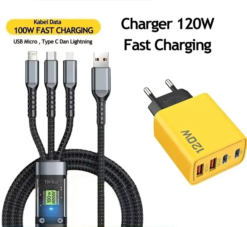 Kepala Pengisi Daya 120W Adaptor Pengisian Cepat Asli HP