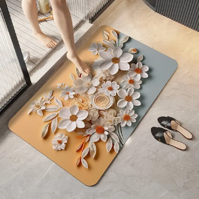 Radeva Gallery - Keset Lantai/Keset Kaki Anti Slip Ukuran 40x60CM Motif Bunga Motif Lucu Kekinian Karpet 4