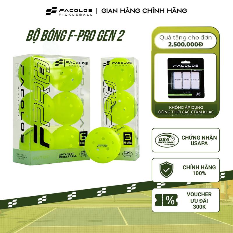 Bộ Bóng Pickleball Facolos F-Pro Gen 2 Performance Pickleball tiêu chuẩn (USAPA) 40 lỗ với đường kính 74mm