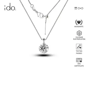 OS-N30 IDO Moissanite GRA Certificate Kalung Wanita Lapis Emas Putih Adjustable Elegan Anti Luntur Anti Karat Kalung Perak Murni Free Box