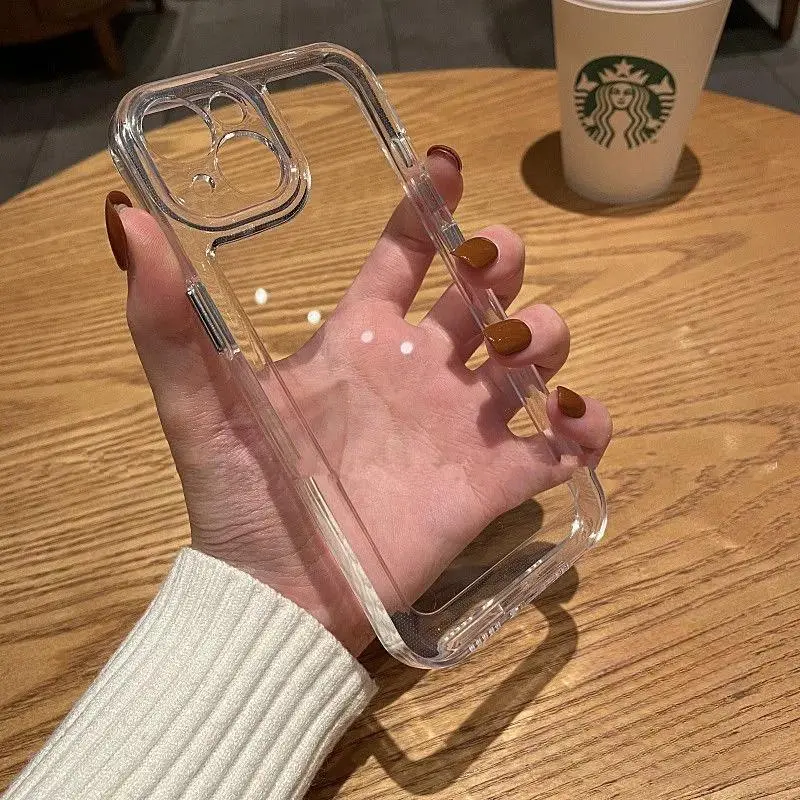 Sarung kristal jernih ringkas untuk iphone 7 plus, sarung telefon untuk Iphone 11, 12, 13, 14, 15, 7, 8, SE2020, X, XR, XS Max