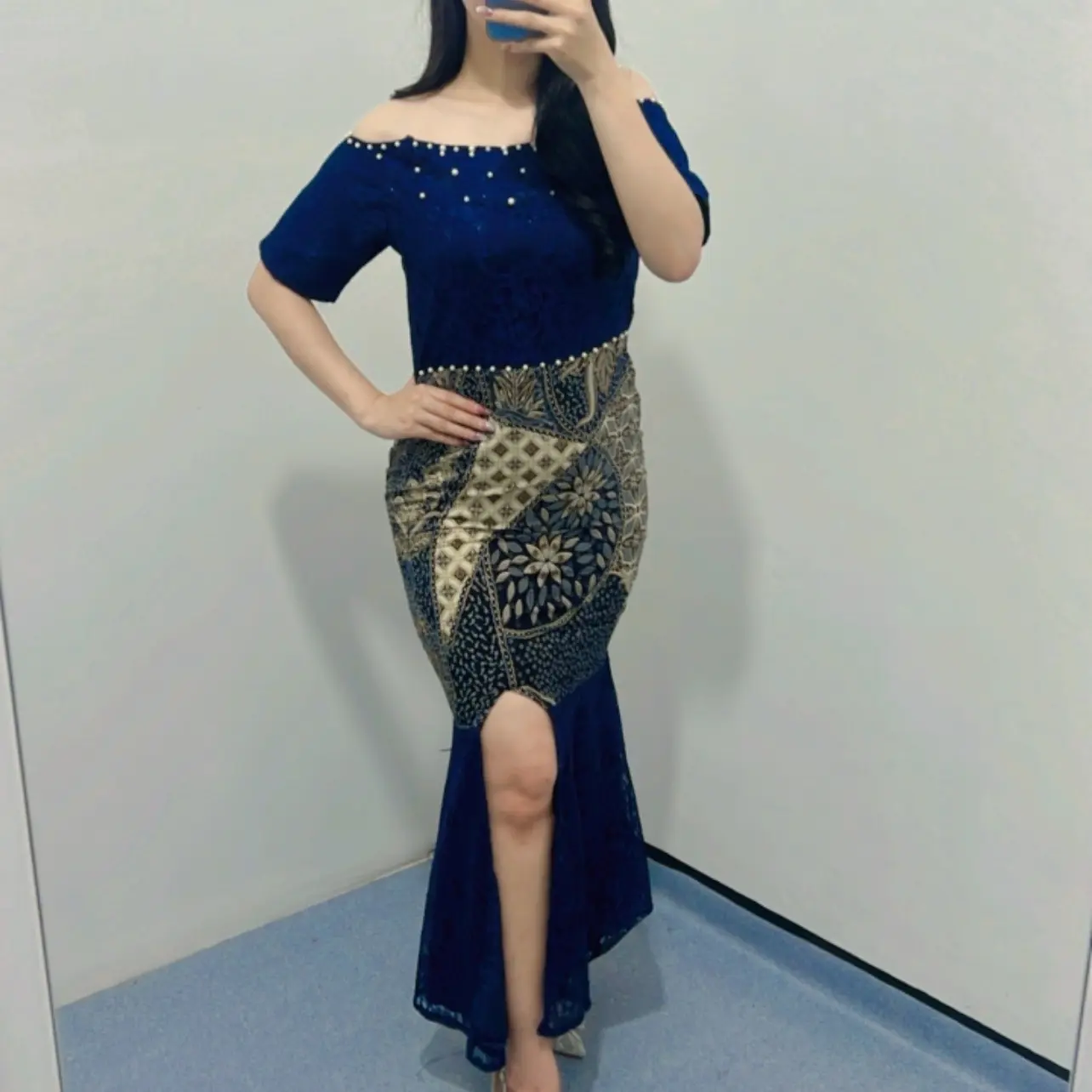 Dress Batik Natania / Dress Batik/Dress Natal/Dress pesta kombinasi brukat Cantik Formal Gaun Wanita Panjang Pendek Kondangan Mewah Casual