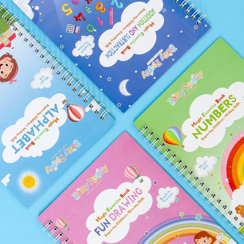 Easy Peasy - Magic Exercise Coloring Book - Buku Pintar Belajar Menulis Huruf Angka Menggambar Menghitung Versi Bahasa Inggris edukasi pulpen Stationery Tinta 2