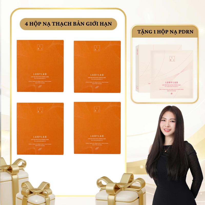 SN1731 -  Combo 4 Hộp Mặt Nạ Thạch Hydrogel phiên bản giới hạn Premium Lubylab 4 miếng *4  Tặng 1 hộp mặt nạ PDRN 4 miếng