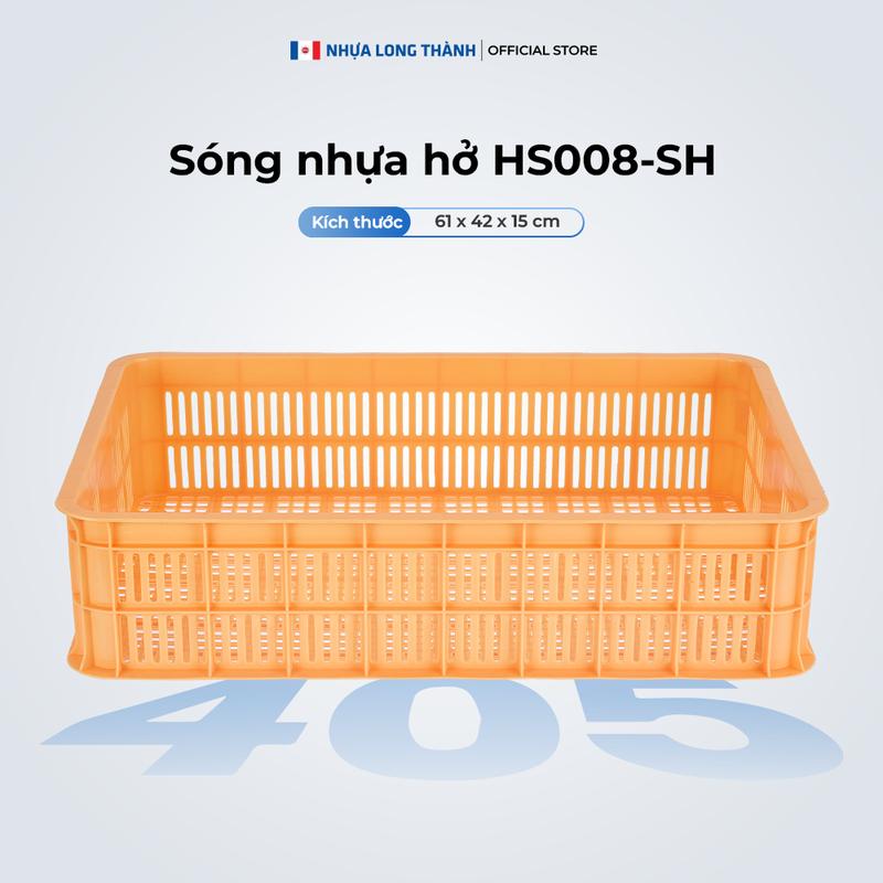  Sóng hở  NHỰA LONG THÀNH HS008-SH rổ sọt nhựa chuyên dụng cho lưu trữ và vận chuyển hàng hoá 61x42x15cm  4 màu  