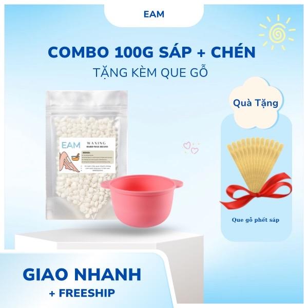 Combo wax râu, wax lông nách Chén nấu sáp Silicon + 100gr Sáp Coconut Hương Dừa