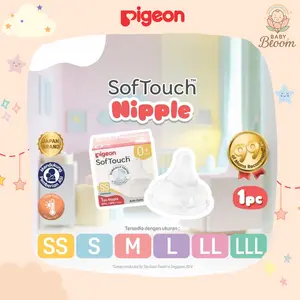 Pigeon SofTouch Plus Nipple Wide Neck 1 Pcs Box Dot Bayi Anti Kolik BPA Free