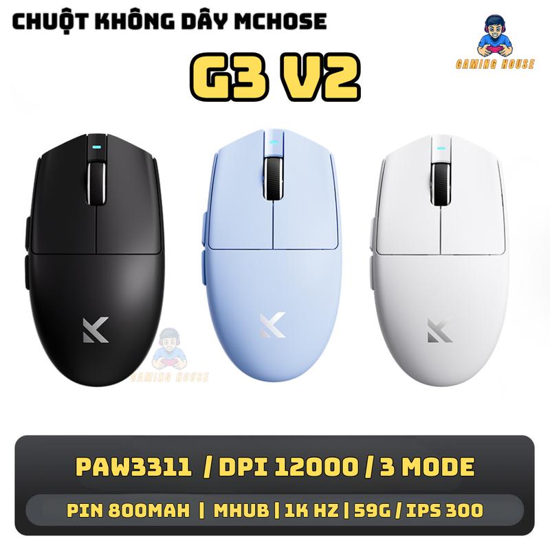Chuột không dây Mchose G3 V2 - 3 mode kết nối - Pin 800mah - Chip 3311 - DPI 22000