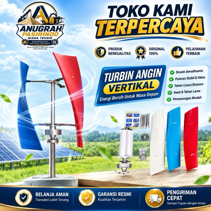 Turbin Angin VAWT Vertical Axis 3000-5000 Watt 12V 24V 48V Wind Turbine Generator - 3000 Watt 12V
