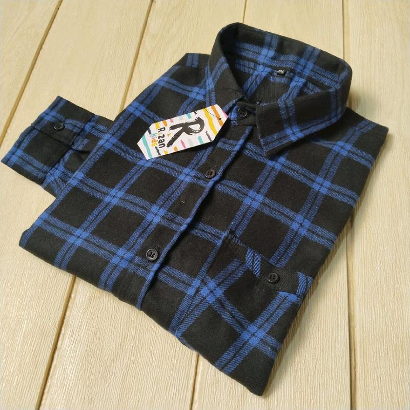 R zannn - Kemeja anak kemeja flanel anak lengan panjang unisex distro kualitas premium Asatasn Fashion anak laki - laki 0