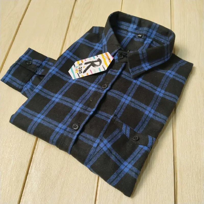 R zannn - Kemeja anak kemeja flanel anak lengan panjang unisex distro kualitas premium Asatasn Fashion anak laki - laki 0