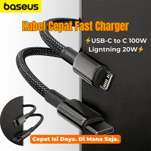 Baseus Kabel Charger Tungsten Gold Type C to Lightning iPhone 20W PD, USB C ke C 100W 5A/20V untuk Laptop HP Tahan Lama Fast Charging Cable
