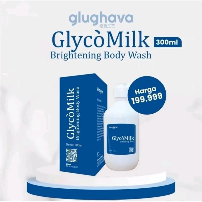 GLUGHAVA GLYCOMILK BRIGHTENING BODY WASH 300ML | SABUN CAIR | SABUN MANDI SUSU | MEMBERSIHKAN | MENCERAHKAN KULIT Soap Pencerah