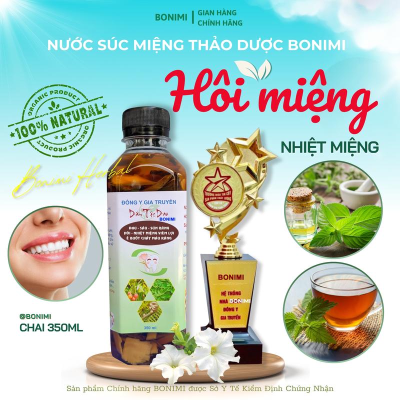 Nước súc miệng Bonimi 350ml - Đau răng, Viêm lợi, Sâu răng, Hôi miệng, Tụt lợi, Nhiệt miệng
