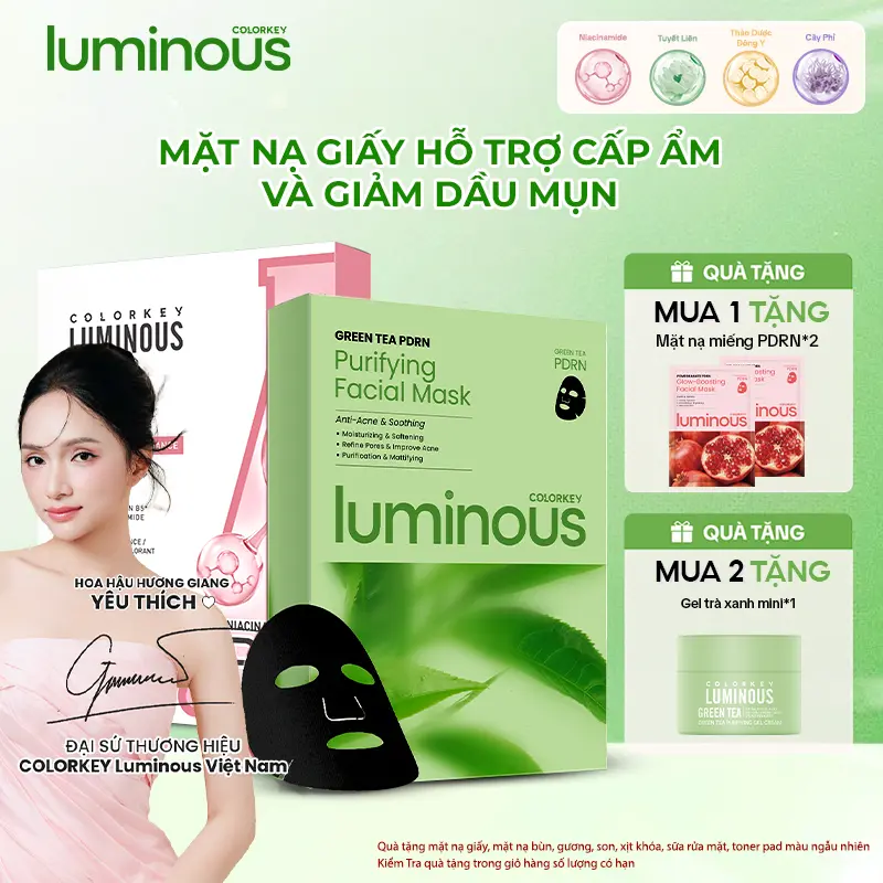 Mặt Nạ Giấy COLORKEY LUMINOUS Vitamin B5 Hỗ Trợ Cấp Ẩm Làn Da/ Purifying Facial Mask Hỗ Trợ Giảm Dầu Và Mụn 10 miếng/hộp (25ml/miếng)