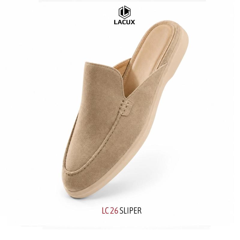 Giày Sục da lộn form casual LC26 cho nam Đế Tpr cao cấp Thương Hiệu Lacux Form Đẹp da thật