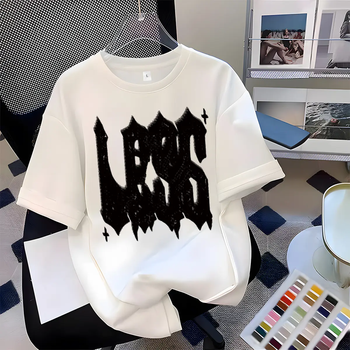 GF Kaos Wanita Boxy Kata Kata Graffiti Motif Printed Slim Fit T shirt Pria Oversize Basic Unisex Tee Katun Combed Bahan Nyaman Baju Atasan Wanita - Kaos Skena Vintage Y2k - Y0378