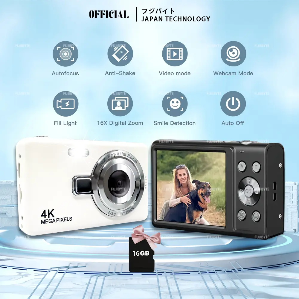 Kamera Digital Camera Resolusi 44MP, 1080P HD, Zum Digital 16X, Sesuai untuk Vlogging, LCD 2.4, Kamera Fotografi Boleh Dicas Semula, Sesuai untuk Profesional dan Pemula, Didatangkan dengan Kad Memori 32G, Menyokong Pengambaran Foto dan Rakaman Video