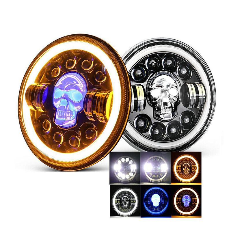 Product Introduction of COD Lampu Tembak Daymaker Tengkorak 7 Inch LED Bulat Lampu Tembak Tengkorak 40 Watt Lampu Daymaker Tengkorak 12 LED 27