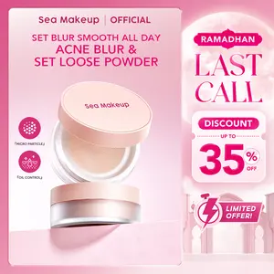 Sea Makeup Acne Blur and Set Loose Powder - Translucent Oil Control dengan Salicylic Acid & Witch Hazel untuk Kulit Berminyak & Berjerawat Non Comedogenic & Fungal Acne Safe 12gr