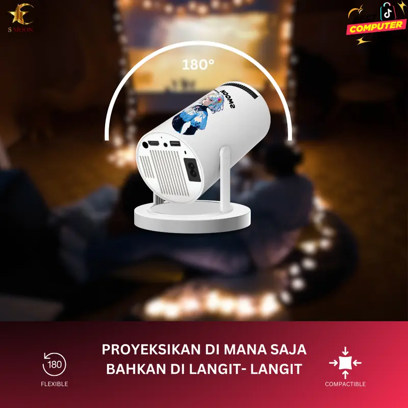 SMOON300 SMART PROYEKTOR LCD TV - INCLUDE HDMI -  GOOGLE STORE - ANDROID - NETFLIX - YOUTUBE - WIFI - 180 ANSI - INTERNET - 720P 5