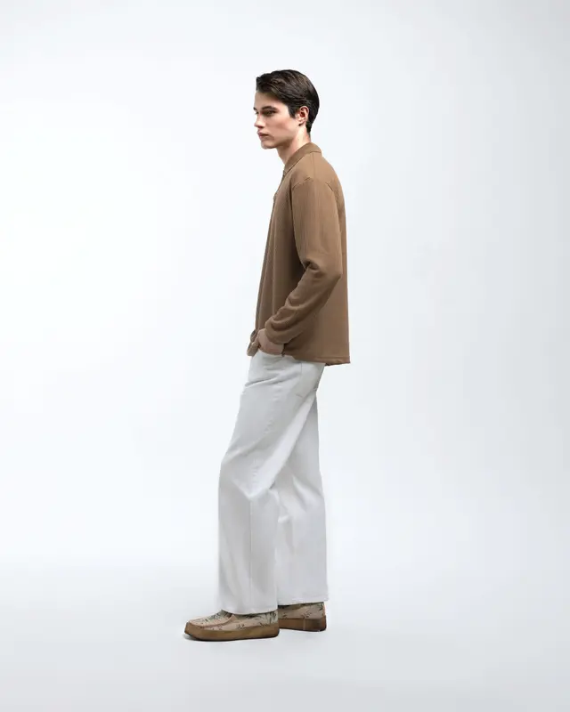 Broodis Kaos Polo Shirt Pria Kerah Knit HAKONE BROWN Lengan Panjang Casual Baju Fit Slim Basic Long Sleeve 5