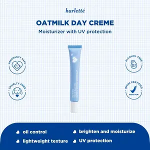 Harlette Oatmilk Day Creme | Sensitive, Acne Prone, Niacinamide, Pelembab Wajah, Moisturizer, Vitamin B3, SPF 15, Sunscreen, Mencerahkan