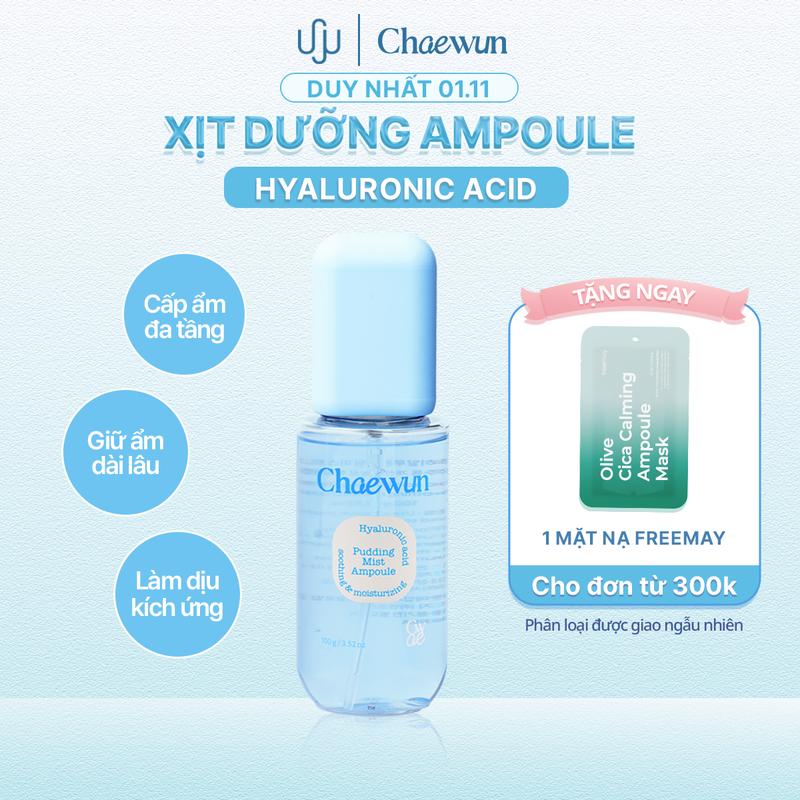 Ampoule Xịt Dưỡng Chaewun Pudding Mist Ampoule Hyaluronic Acid 100g, Cấp Ẩm Da Khô Căng Mọng Mềm Mịn