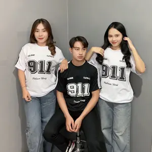 PLATINUM WORLD T-Shirt Baju Kaos List Stripe 911 Unisex Pria Wanita Couple Catton 24s Premium Quality