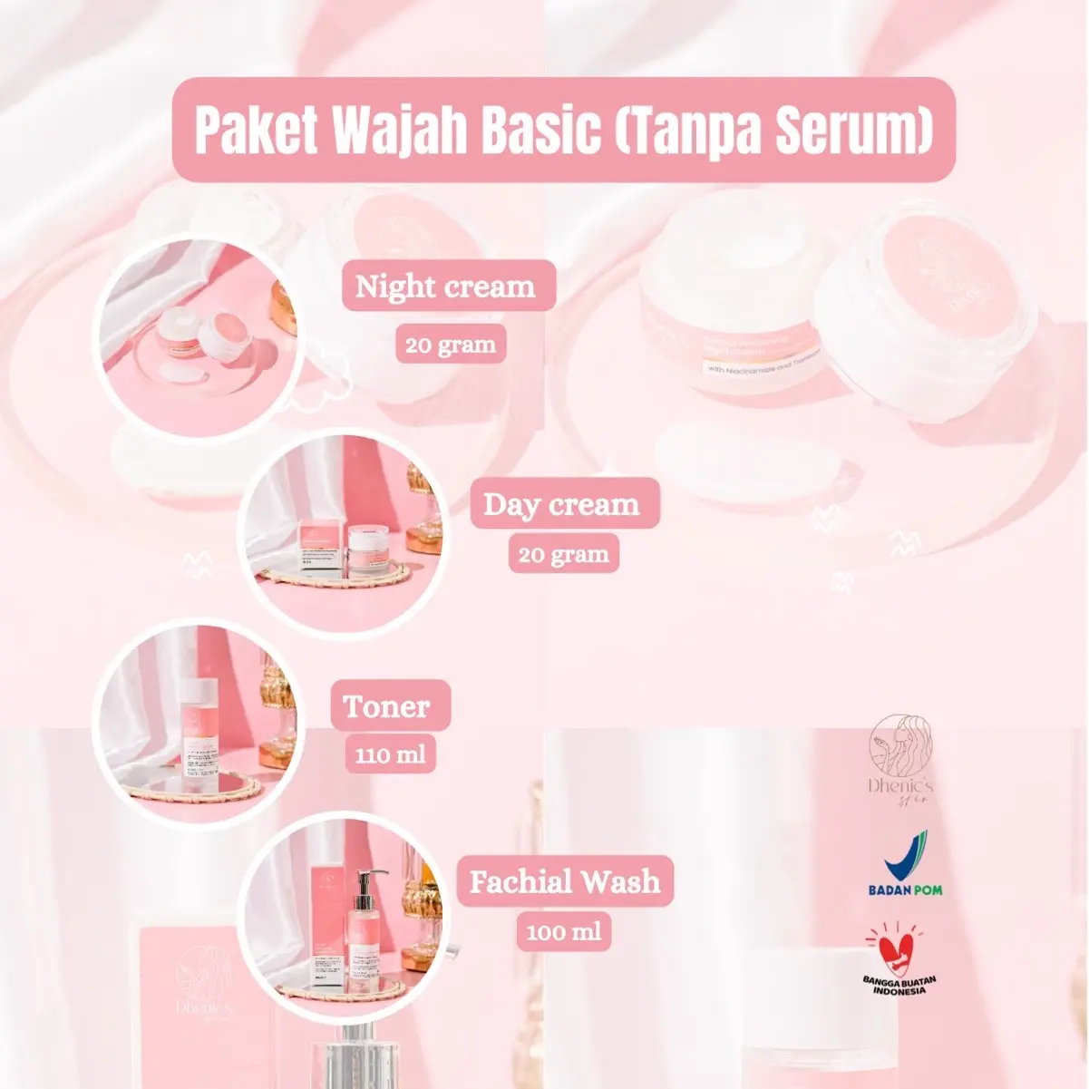 Dhenic's Skin Paket Wajah Basic 4 item (Tanpa Serum) [BPOM]