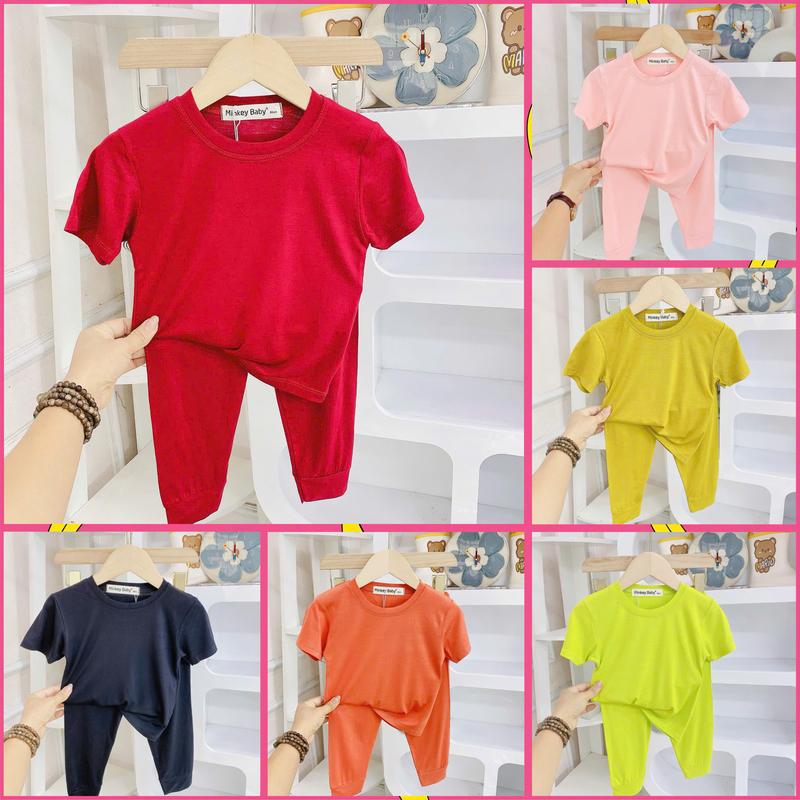 [Shin Kids] Dưới 1m25 (8-28kg) Bộ Áo Ngắn Quần Dài Trơn-Chất Thun Lạnh Dành Cho Bé Mặc Nhà, Mặc Ngủ Điều Hoà-Đồ Bộ cho Bé - Đồ ngủ cho bé. Tnqn