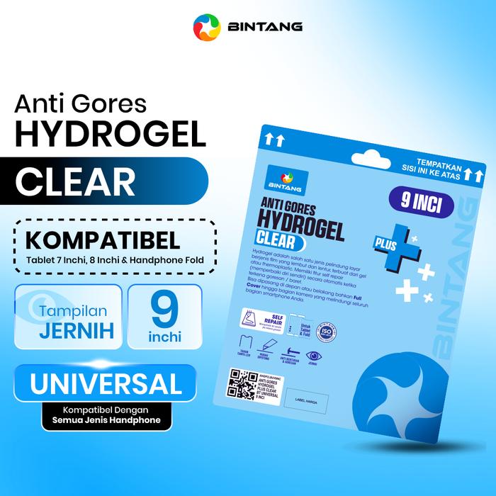 Gambar BINTANG Anti Gores Hydrogel 9 Inci Plus Clear Fullcover Universal Screen Protector - Full Cover dari Bintang Official Store Kota Tangerang Tokopedia